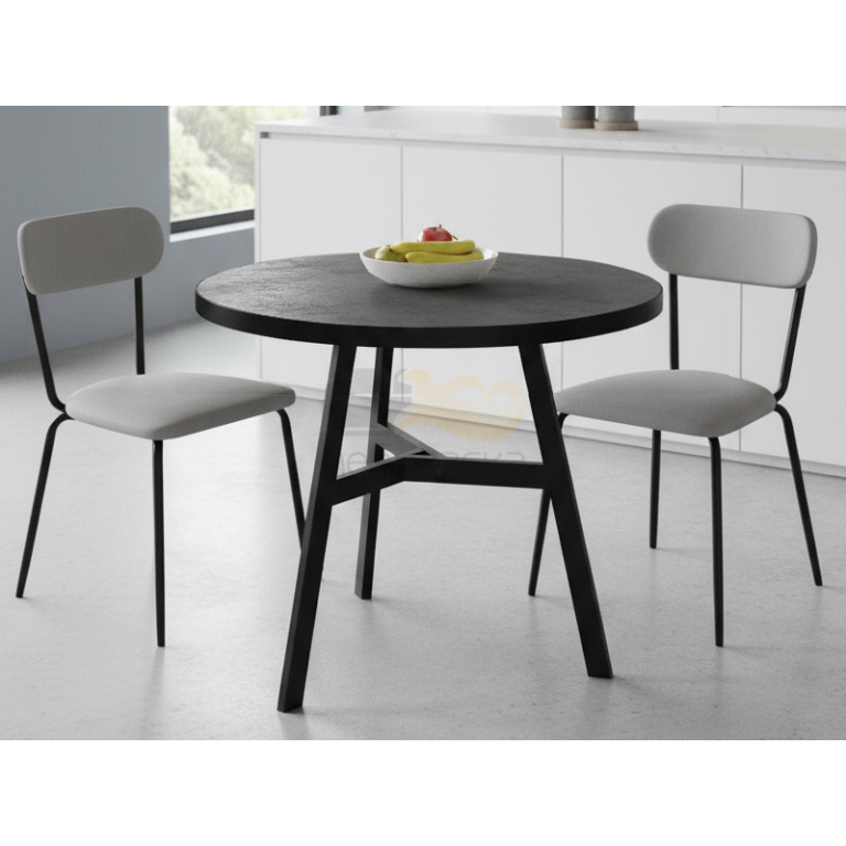 Стол обеденный Эрвин Камень Темный/Черный