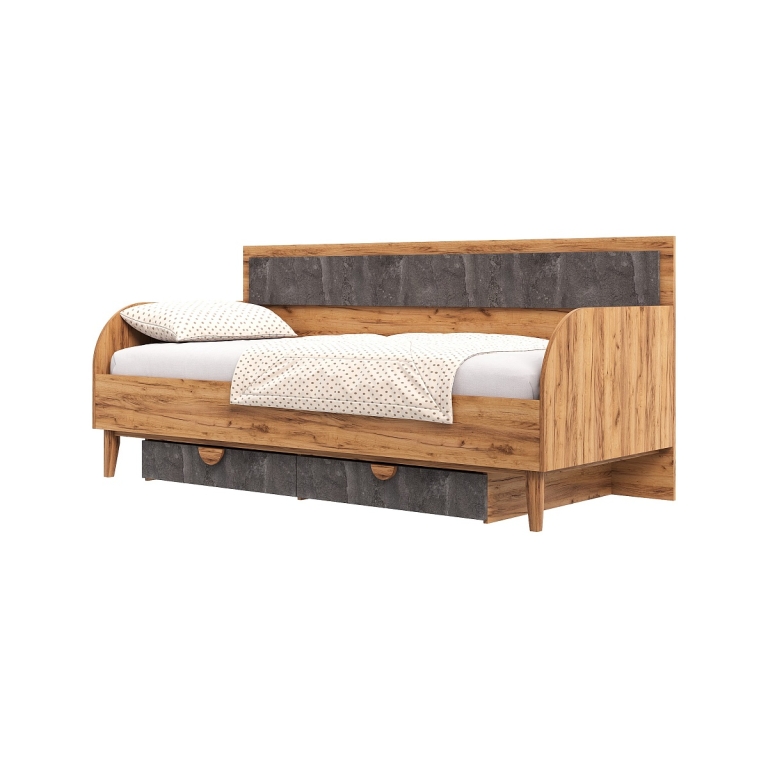 Кровать Сиена с ящиками 80*200 Железный Камень/Крафт Золотой